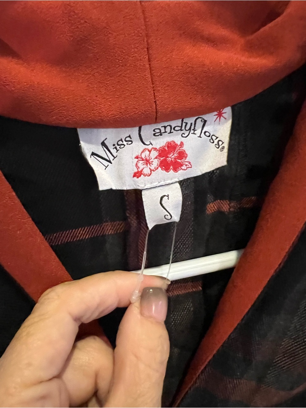 Miss Candyfloss Plaid and  Rust Hooded dress